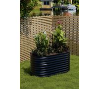 Living And Home Outdoor Oval-Shaped Galvanized Steel Raised Garden Bed In Black Black
