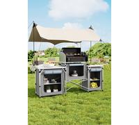 Living And Home Outdoor Portable Camping Kitchen Table,stand Unit With Storage Carrying Bag,aluminum Cook Station & Detachable Windscreen For Picnics, Bbq, Rv Traveling,silver In Grey Grey One Size