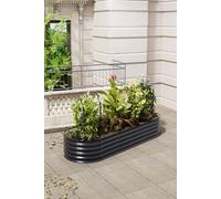 Living And Home Oval-Shaped Galvanized Steel Raised Garden Bed In Black Black