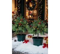 Living And Home Pack Of 2 Artificial Christmas Tree Urn Filler Decoration In Green Green One Size