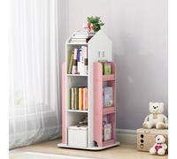 Living And Home Pink Freestanding Rotating House Shaped Kids' Bookshelf Children Bookcase