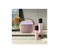 Living and Home Portable Karaoke Machine with Wireless Microphones and RGB Lights - Pink