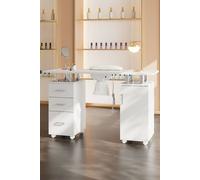Living And Home Professional Mobile Manicure Table Nail Desk With Dust Collector In White White One Size