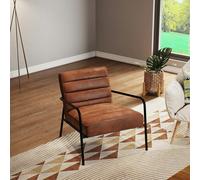 Living and Home PU Leather Upholstered Accent Chair Metal Based Tan Armchair