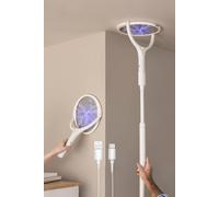 Living And Home Rechargeable Fly Killer Electric Mosquito Swatter In White White One Size