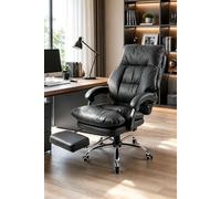 Living And Home Reclining Office Chair With Footrest, Adjustable Height & Armrests In Black Black