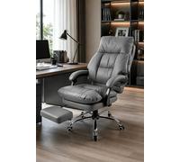 Living and Home Reclining Office Chair with Footrest, Adjustable Height & Armrests in Grey Living and Home Grey
