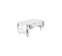 Living And Home Rectangular Tinsel Foil Christmas Tablecloth In Silver Silver