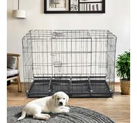 Living and Home Reinforced Black Pet Cage for Medium to Small Dogs, Cats, and Rabbits