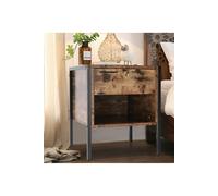 Living and Home Retro Industrial-style Bedside Table - Brown