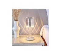 Living And Home Ribbed Crystal Led Rechargeable Table Lamp In Clear Clear