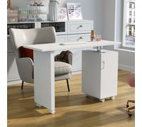 Living and Home Rolling Manicure Salon Station with Storage in White Living and Home White