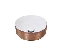 Living And Home Round Ceramic Countertop Washbasin Vessel Sink In Brown Brown One Size