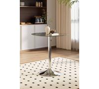 Living And Home Round Clear Glass Top Dining Table Clear