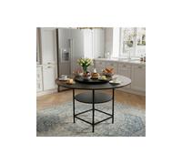 Living And Home Round Dining Table With Lazy Susan In Black Black One Size