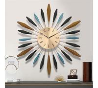 Living And Home Round Large Silent Quartz Battery Operated Metal Starburst Decorative Wall Clock 55Cm (D)