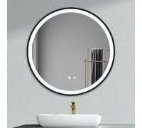 Living and Home Round Metal Framed LED Wall Mirror - 80cm W x 4cm D x 80cm H