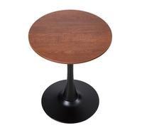 Living And Home Round Modern Walnut And Black Tulip-Shaped Dining Table, 60Cm W X 60Cm D X 75Cm H
