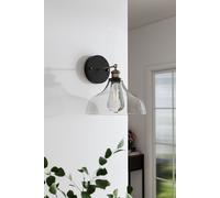 Living and Home Rustic 1-Light Armed Sconce with Clear Glass Shade in Black Living and Home Black