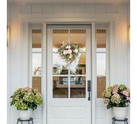 Living and Home Rustic Assorted Flowers Heart-shaped Wreath Wedding Decoration