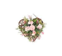 Living and Home Rustic Assorted Flowers Heart-shaped Wreath Wedding Decoration - Pink