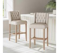 Living And Home Rustic Bar Stool Breakfast Kitchen Counter Barstools, Set of 2 Beige