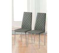 Living and Home Set of 2 PVC High Back Modern Dining Chairs - Grey