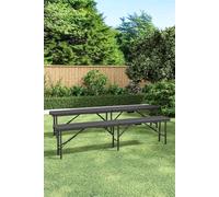 Living And Home Set Of 2 Rattan Plastic Outdoor Folding Bench In Black Black One Size