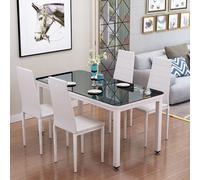 Living And Home Set Of 4 White Dining Chairs Pu Leather Accent Chair Kitchen Chair Set For Dining Room