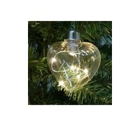 Living And Home Set Of 6 Clear Heart Christmas Glass Led Light Hanging Ornaments Clear One Size