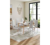 Living And Home Set Of 6 Modern Pu Leather Armless High Back Dining Chairs In White White One Size