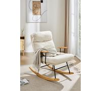 Living and Home Sherpa Upholstered Adjustable Rocking Chair in White Living and Home White