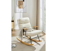 Living and Home Sherpa Upholstered Adjustable Rocking Chair - White