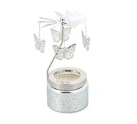 Living And Home Silver Embossed Glass Rotating Carousel Lavender Scented Candle, 10-Hour Burn