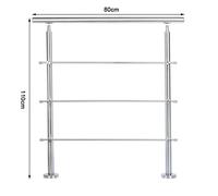 Living and Home Silver Floor Mount Stainless Steel Handrail for Slopes and Stairs - 80cm