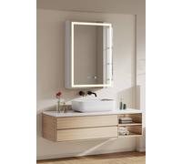 Living And Home Single-Door Bathroom Mirror Cabinet With Led Lighting In Silver Silver One Size