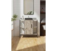 Living and Home Single Door Bathroom Under Sink Cabinet with Metal Frame - Grey