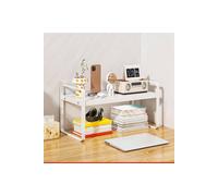 Living And Home Single-Tier Small White Wooden Tabletop Storage Shelf Organiser White