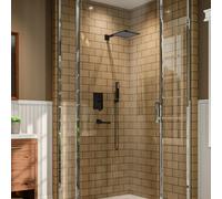 Living and Home Sliver/Black Chrome Plated Square Concealed Showerhead and Handshower Mixer Set - Black