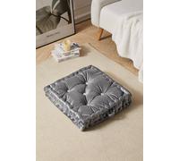 Living And Home Smoke Grey Italian Velvet Fabric Tufted Pleated Edge Sofa Throw Pillow Grey