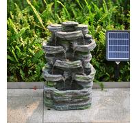 Living and Home Solar Rock Garden Water Feature Fountain with Lights