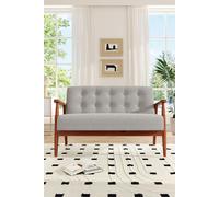 Living and Home Solid Wooden Frame Upholstered Tufted Sofa - Grey