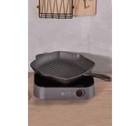 Living And Home Square Cast Iron Grill Pan Frying Griddle Cookware With Pour Spouts 29.5Cm D In Black Black One Size
