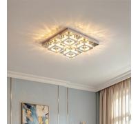 Living And Home Square Large Glamourous Crystal Chrome Effect Led Ceiling Light Fixture 42X42 Cm, Dimmable