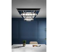 Living And Home Square Large-Size Glamorous Crystal Led Ceiling Light In Silver Silver One Size