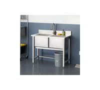 Living and Home Stainless Steel 2 Compartment Utility Sink for Kitchen Garage Garden Laundry in Silver Living and Home Silver