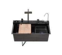 Living And Home Stainless Steel Drop In Kitchen Sink With 5 Pray Modes Pull-Out Faucet