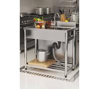 Living And Home Stainless Steel One Compartment Sink For Kitchen Garage Garden In Silver Silver One Size