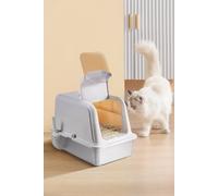 Living And Home Stainless Steel Plastic Enclosed Cat Litter Box In Grey Grey One Size