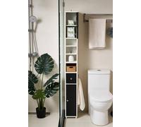 Living And Home Tall Bathroom Storage Cabinet With L-Shaped Corner Brace In Dark Grey Dark Grey